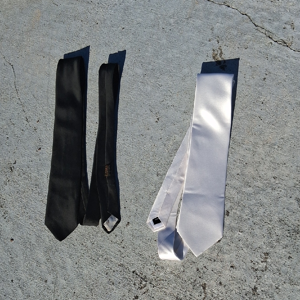 Set of Black and White Satin Neckties